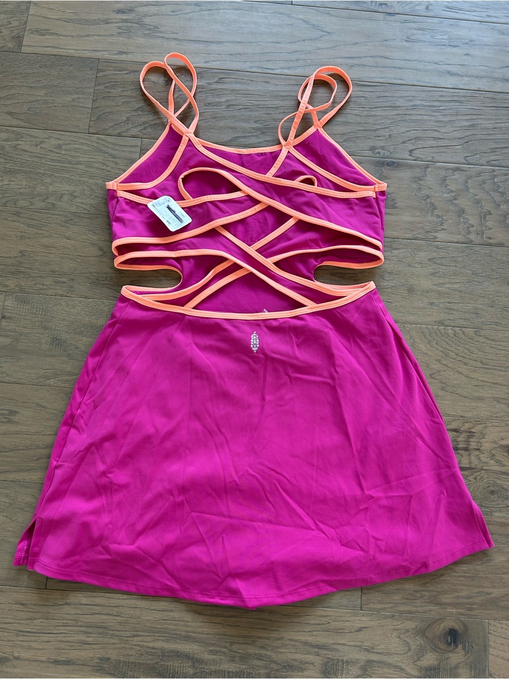 Free People One More Serve Skortsie Hot Pink Orange Piping Size Large NWT - Picture 3 of 9